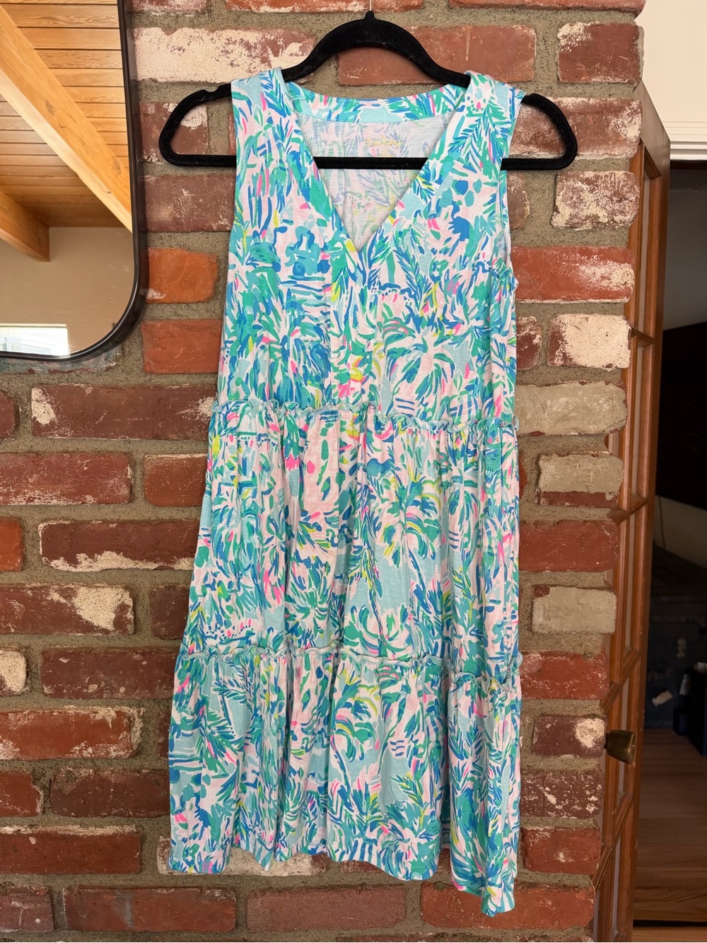 Lilly Pulitzer Aqua, Teal & Pink Tropical Print Dress